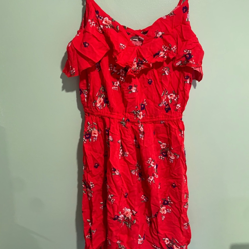 Red Ruffle Floral Summer Dress